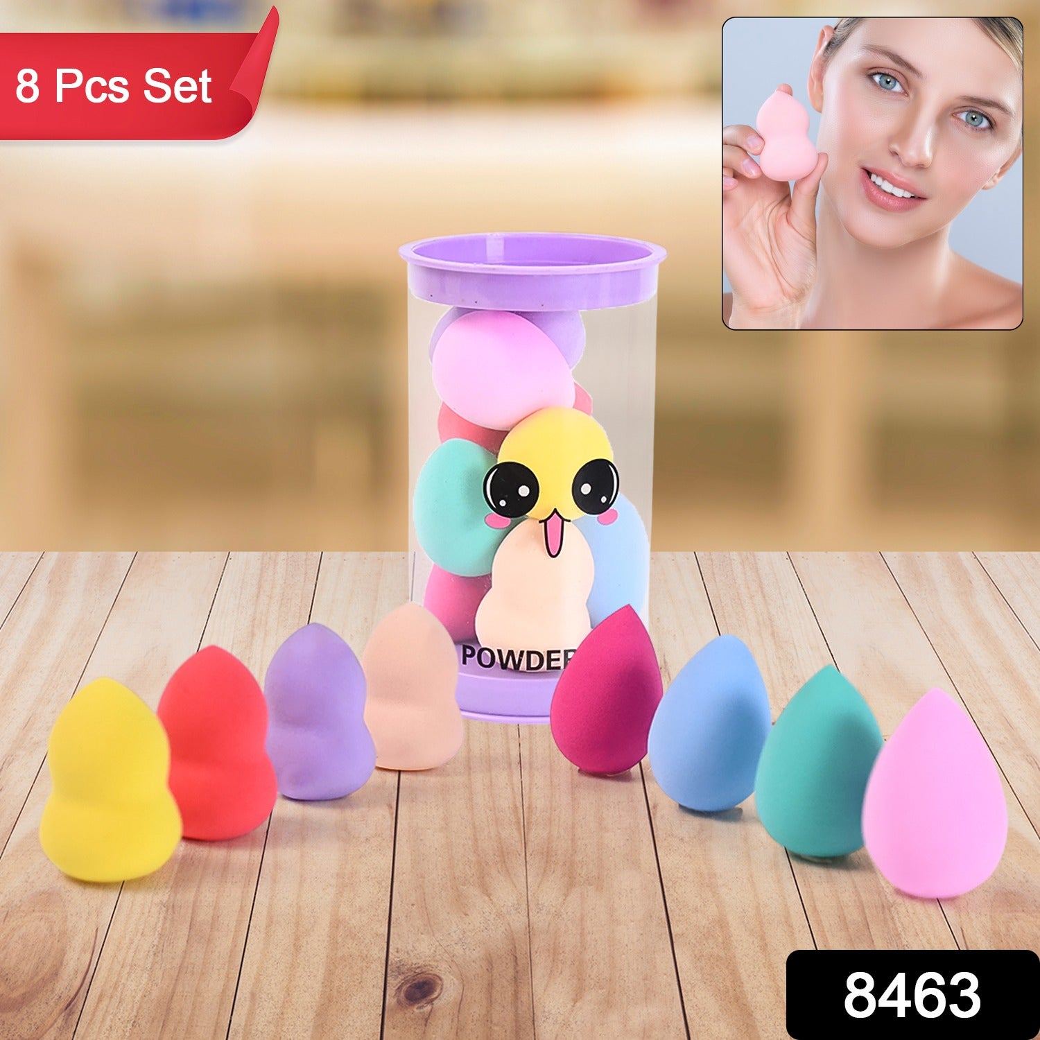 Makeup Beauty Powder Puff (8 Pcs Set  With Case  Mix Color) Makeup Beauty Powder Puff (8 Pcs Set  With Case  Mix Color)